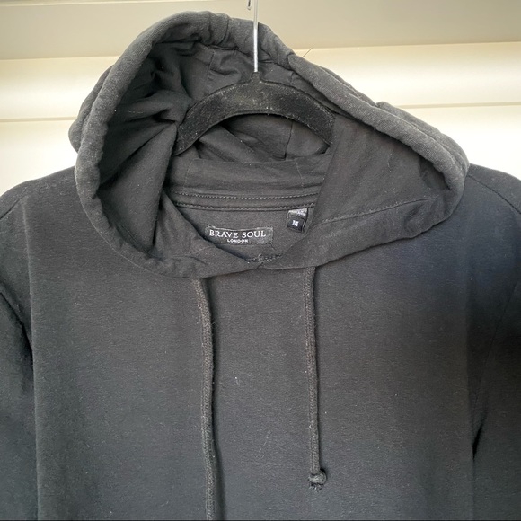 Brave Soul Hooded Pullover Sweatshirt in Black Size M - Picture 2 of 8